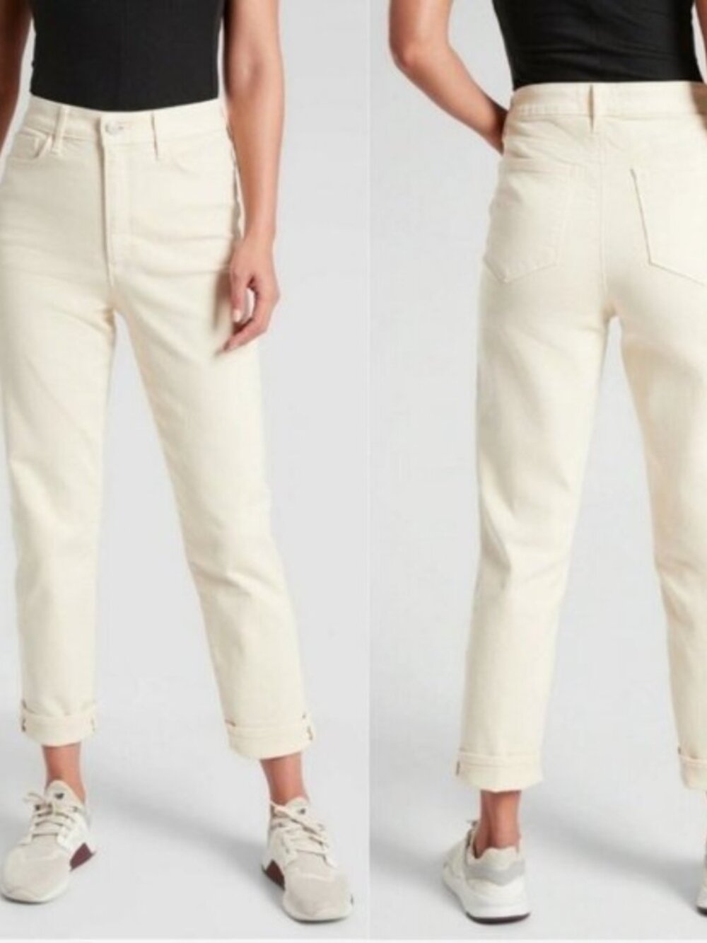 Athleta Sculptek Flex Straight Leg Ankle Jean in Bone Size 4